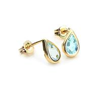 9ct Yellow Gold Aquamarine Crystal March Birthstone Earrings