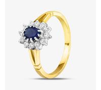 9ct Yellow Gold Blue & Clear Crystal Cluster Ring DIV006B-L