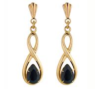 9ct Yellow Gold Blue Crystal Drop Earrings
