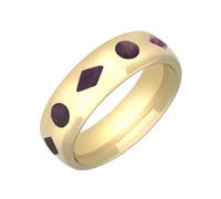 9ct Yellow Gold Blue John Diamond and Dot Pattern 8mm Wedding Band Ring - Yellow Gold WED-083