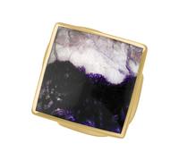 9ct Yellow Gold Blue John Hallmark Medium Rhombus Ring - Gold FHM-330