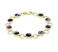 9ct Yellow Gold Blue John Nine Stone Round Ring Bracelet - Yellow Gold