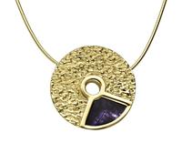 9ct Yellow Gold Blue John Peak District Millstone Large Pendant MST-002