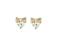 9ct yellow gold bow with crystal cz Andralok stud earrings. Gift box