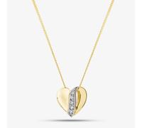 9ct Yellow Gold Brilliant Cut Diamond Curved Heart Necklace P813/04C-10 T.H.Baker Gold 18inch