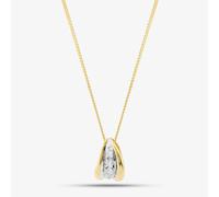 9ct Yellow Gold Brilliant Cut Diamond Curverd Necklace P1240/10C-10 T.H.Baker Gold 18inch
