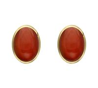 9ct Yellow Gold Carnelian 8 x 10mm Classic Large Oval Stud Earrings HER-1105