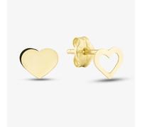 9ct Yellow Gold Contrasting Heart Stud Earrings 1.55.8883
