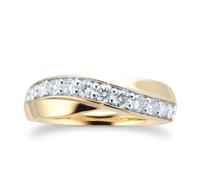 9ct Yellow Gold Cross Over 0.50ct Diamond Ring - Ring Size K