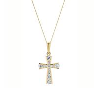 9ct Yellow Gold Cubic Zirconia Channel Set Cross