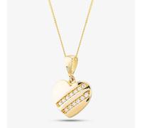 9ct Yellow Gold Cubic Zirconia Heart Necklace P1610Y T.H.Baker Gold Adjustable