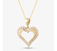 9ct Yellow Gold Cubic Zirconia Open Heart Necklace P1606Y T.H.Baker Gold One Size