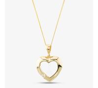 9ct Yellow Gold Cubic Zirconia Open Heart Necklace P1616Y T.H.Baker Gold One Size