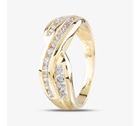 9ct Yellow Gold Cubic Zirconia Three Row Ring DIV130Y M
