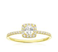 9ct Yellow Gold CZ Cushion Shaped Halo Ring