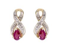 9ct Yellow Gold Diamond and Ruby Earrings