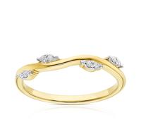 9ct Yellow Gold Diamond Floral Twist Ring