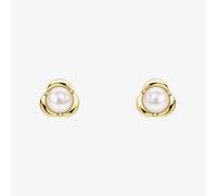 9ct Yellow Gold Freshwater Pearl Petal Setting Stud Earrings GE2499W