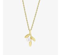 9ct Yellow Gold Freshwater Pearl Triple Leaf Necklace GN417W