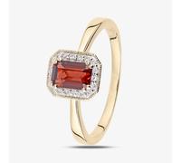 9ct Yellow Gold Garnet 0.08 Diamond Cluster Ring DR1619YGT J