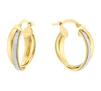 9ct Yellow Gold Glitter Double Row Hoop Earrings