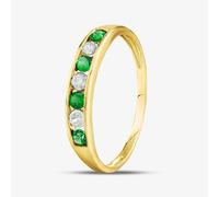 9ct Yellow Gold Green & Clear Cubic Zirconia Half Eternity Ring PR02470EM L