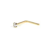 9ct Yellow Gold L-Shaped 1.5mm Round CZ Crystal Clear Stud