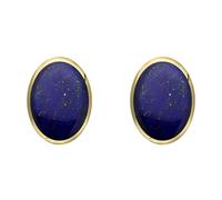 9ct Yellow Gold Lapis Lazuli 8 x 10mm Classic Large Oval Stud Earrings HER-1110
