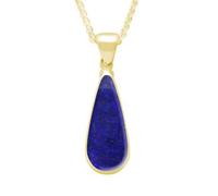 9ct Yellow Gold Lapis Lazuli Long Pear Necklace - Yellow Gold