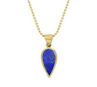 9ct Yellow Gold Lapis Lazuli Small Upside Down Pear Necklace - Yellow Gold