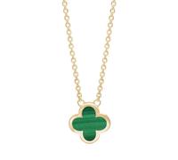 9ct Yellow Gold Malachite Bloom Small Four Leaf Clover Polished Edge Pendant BLM-130