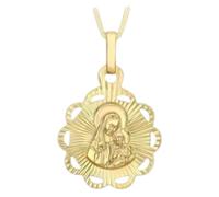 9ct Yellow Gold Mary and Child Pendant Diamond Cut Round Hallmarked 375 Religious Charm