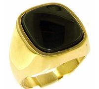 9ct Yellow Gold Mens Cushion Cut Onyx Signet Ring - Size Z