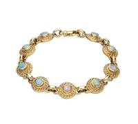 9ct Yellow Gold Opal Nine Stone Round Rope Edge Bracelet 84266
