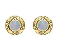 9ct Yellow Gold Opal Round Celtic Stud Earrings - Yellow Gold CLT-131