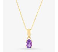 9ct Yellow Gold Oval Cut Amethyst Necklace OJS0006P-AM 9KY T.H.Baker Purple Standard