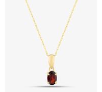 9ct Yellow Gold Oval Cut Garnet Necklace OJS0006P-GAR 9KY T.H.Baker Red Standard
