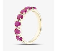 9ct Yellow Gold Oval Cut Ruby & Diamond Half Eternity Ring 50M50-10 RUBY P
