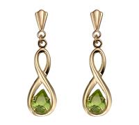9ct Yellow Gold Peridot Figure of Eight Drop Earrings