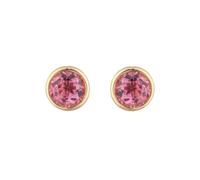 9ct Yellow Gold Pink Tourmaline Birthstone Stud Earrings