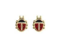 9ct Yellow Gold Red enamel Ladybird Andralok stud earrings/Gift box