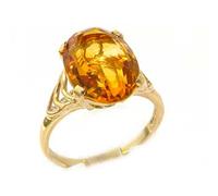 9ct Yellow Gold Ring, Citrine Solitaire English Ring - Size O