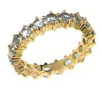 9ct Yellow Gold Ring, Ladies Aquamarine Full Eternity Ring