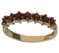 9ct Yellow Gold Ring, Ladies Deep Red Garnet Anniversary Eternity Ring - Size Q