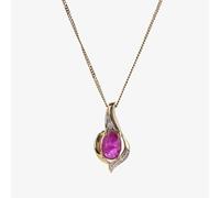 9ct Yellow Gold Ruby and Diamond Swirl Pendant P1860/7-10 RUBY T.H.Baker Gold 16-18inch