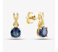 9ct Yellow Gold Sapphire & Diamond Stud Earrings OJE1702-BS T.H.Baker Gold One Size