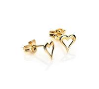 9ct Yellow Gold Small Pierced Heart Stud Earrings/Studs