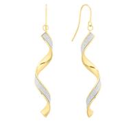 9ct Yellow Gold Sparkle Twist Drop Earrings