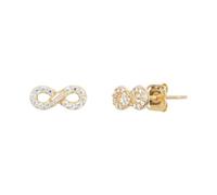 9ct Yellow Gold Stud Earrings for Women With Cubic Zirconia Birthstones, Real Gold Studs for Her Hallmarked 375, Infinity Heart Teardrop for Birthday Christmas Mother's Day (9mm Infinity Studs)