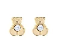 9ct Yellow Gold Teddy Bear Crystal Stud Earrings. Gift box